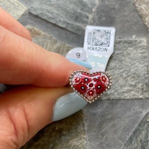 Italian Murano Mosaic Sterling Silver Ring